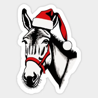 Christmas Donkey with Santa Hat Sticker